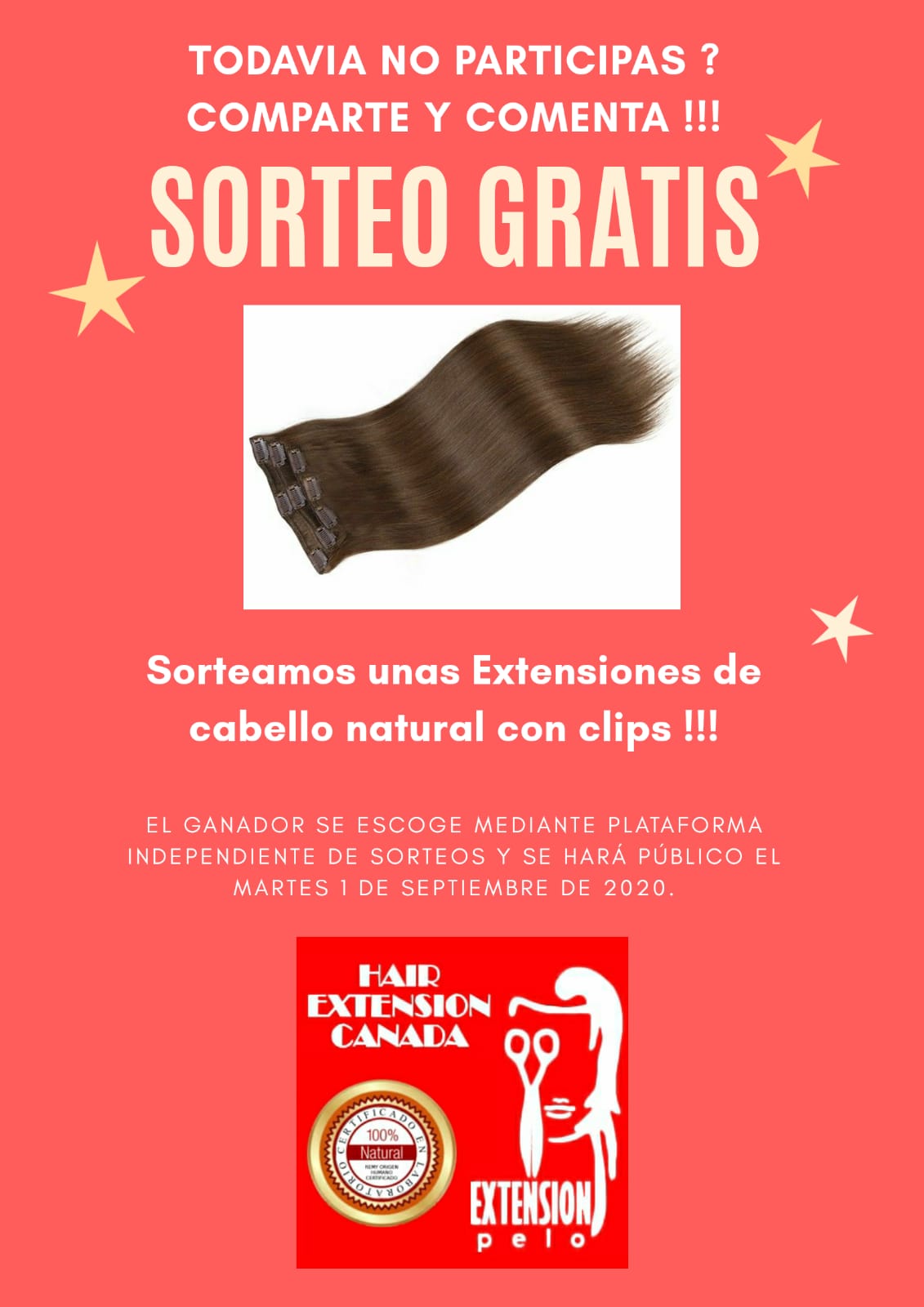 Sorteo Verano 2020 · Extensiones de Clip cabello natural 😃